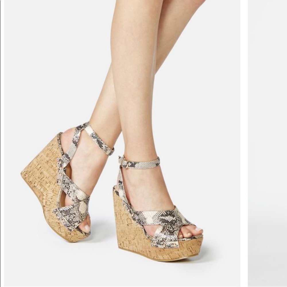 JustFab Reja Snakeskin Styled Wedges